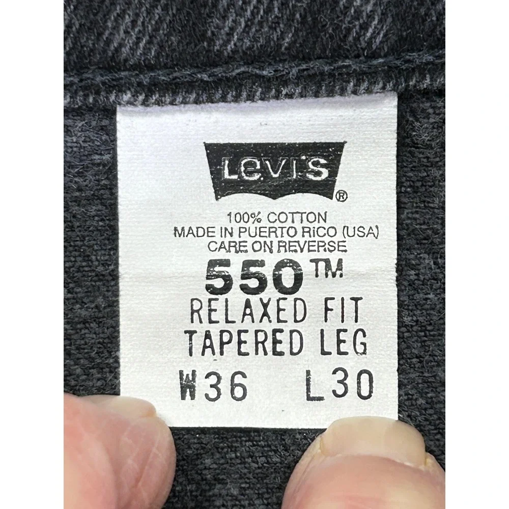 Vintage Levi's 550 Men's 36 Orange Tab Jeans Black Denim Relaxed Taper Baggy 90s
